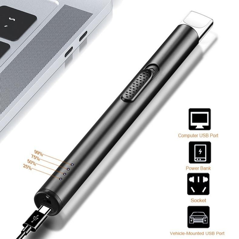 1PCS Windproof USB Rechargeable Metal Arc Lighter , Suitable for Candles, Gas Stoves, Outdoor Kitchens, Barbecues, Camping - 170Mah Battery, Home Gadgets, Ideal for Valentine'S Day and New Year'S Gifts